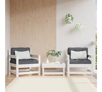 Garden Chair 2pcs White Solid Pinewood 70x62x70.5cm Slatted Outdoor Seat Armrest