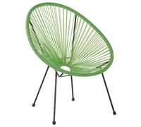 Beliani Modern Accent Chair Round PE Rattan Steel Living Room Green Acapulco II