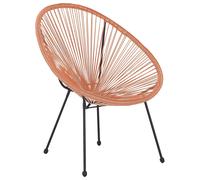 Beliani Modern Accent Chair Round PE Rattan Steel Living Room Orange Acapulco II