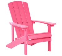 Beliani Outdoor Lounger Chair Plastic Wood for Patio Yard Pink Adirondack