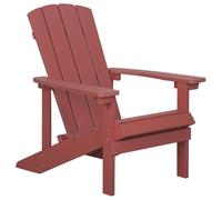 Beliani Outdoor Lounger Chair Red Plastic Wood for Patio Yard Adirondack