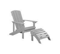 Beliani Garden Chair Adirondack With Footstool Light Grey