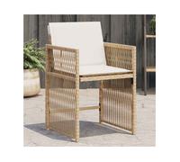 Garden Chair Beige PE Rattan w/ Cushions Coated Steel 50.5x54x79cm Fold Backrest