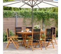 Garden chair Black Acacia Wood 57x70x109cm Reclining Foldable Outdoor 2pcs Extra