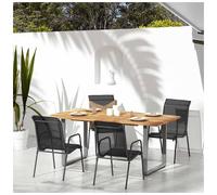Garden chair Black/Anthracite Steel Textilene 51x66x88cm Outdoor 2pcs Armchairs