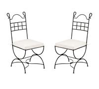 Garden Chair Black Cotton 100 cm Moroccan Oriental Terrace Seating