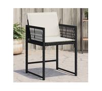 Garden Chair Black PE Rattan Cream Cushion 50.5x54x79 cm Outdoor 4pc Foldable UV