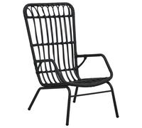 Garden Chair Black Poly Rattan with PowderCoated Steel Outdoor Seat 75x53.5x90cm