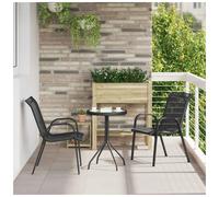 Garden Chair Black Textilene Powder-Coated Steel 55x65x89cm Stackable 2pcs Set