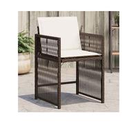 Garden Chair Brown PE Rattan Powder-Coated Steel Highback Cushioned 50.5x54x79cm