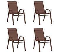Garden Chair Brown Textilene Powderoated Steel Frame 55x65x89cm Stackable 4pc