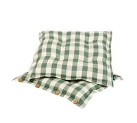 Garden Chair Cushions Gingham Print Outdoor Seat Pad Dining Chair Seat Cushions with Buttoned Edge 100% Cotton Alfresco Dining Furniture Pads (Set of 2, Green)