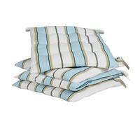 Garden Chair Cushions Set of 4 Tie On Dining Seat Cushions with Nautical Blue Striped Finish Vintage Style Chair Pads Dining Table Alfresco Bistro Set Garden Furniture Seat Pads
