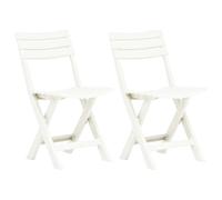Garden Chair Fold-up White Plastic 44x41x78cm Weather-Resistant Patio Chairs (2)