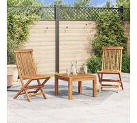Garden Chair Folding Compact Sanded Teak 47 x 60 x 89 cm Brown Set of 2