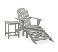 vidaXL Garden Adirondack Chair with Ottoman&Table Solid Fir Wood Grey, Grey