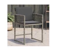 Garden chair Grey PE Rattan with Thick Cushions Foldable Back 50.5x54x79cm Frame