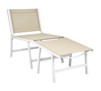 Beliani Garden Chair MARCEDDI with Footstool Metal White/ Beige