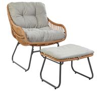 Beliani Garden Chair MESTRE with Footstool PE Rattan Natural