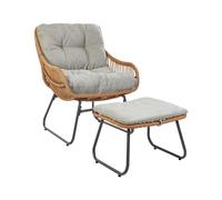 Garden Chair MESTRE with Footstool PE Rattan Natural