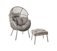 Garden Chair MURANO with Footstool PE Rattan Grey