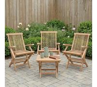 Garden chair Natural Solid Teak Wood Folding 55x61x89cm Brown Armrests 3pcs set