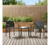 Garden Chair Set 2pc Black Anthracite Textilene Fabric 53.5x59x77cm Outdoor Pair
