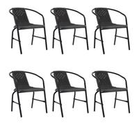 Garden Chair Set 2pcs Black Plastic Rattan Steel Frame 62x55x74cm Stackable Cozy