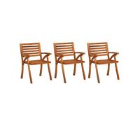 Garden Chair Set 3pc. Solid Acacia Wood Brown 59x59x87cm Oil-Finish Armchairs
