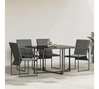 Garden Chair Set 4pc Black/Anthracite Textilene 59x50.5x81.5cm Cushioned Outdoor