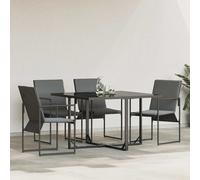 Garden Chair Set 4pc Black/Anthracite Textilene 59x50.5x81.5cm Cushioned Outdoor