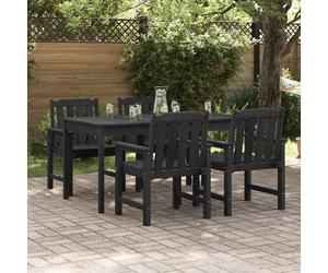 Garden chair set 4pc Black Polyethylene 65.5x59x88cm Weatherproof Ergonomic Seat