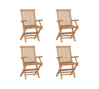 Garden Chair Set 4pc Teak Wood Foldable Outdoor Chairs 56x62x90cm Natural plus