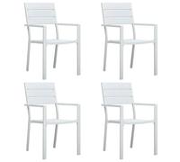 Garden Chair Set 4pc White HDPE Steel Frame 62x55.5x88.5cm Weatherproof Outdoors