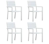 Garden Chair Set 4pc White HDPE Steel Frame 62x55.5x88.5cm Weatherproof Outdoors