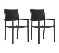 Garden Chair Set 4pcs Black Plastic Rattan Look 58.5x53.5x88.5 cm Steel Outdoor