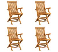 vidaXL 4x Solid Teak Wood Folding Garden Chairs Wooden Outdoor Dining Seat
