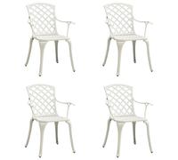 Garden Chair Set 4pcs White Cast Aluminium High Back Patio Dining 61x60x93cm Eco