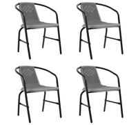 Garden Chair Set 4x Black Plastic Rattan Steel Frame 62x55x74cm Stackable Patio