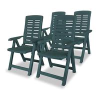 Garden Chair Set 4x Green Plastic Foldable Reclining Weather Resistant 60x61x108