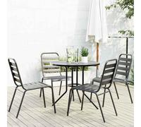 Garden chair set 5pc Anthracite Powder-coated Steel Stackable 42x63x84cm Tab80cm