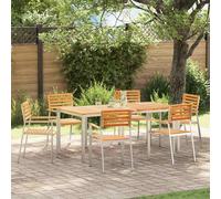 Garden Chair Set 6 Oil Natural Solid Teak Wood 56x54.5x87cm Seat46cm Ergonomic