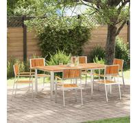 Garden chair set 6pc Brown Solid Acacia Wood 56x54.5x87cm Outdoor Dining Chairs