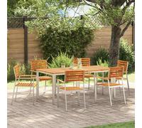 Garden Chair Set 6pc Oil Natural Solid Acacia Wood 56x54.5x87cm for garden patio