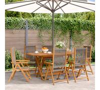 Garden Chair Set 6pcs Grey Solid Acacia Wood Reclining Foldable 57x70x109cm Pack