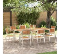 Garden Chair Set 8 pcs Brown Solid Acacia Wood 56x54.5x87 cm Outdoor Seating