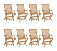 Garden chair set 8pc Teak wood foldable 55x60x89cm Sanded outdoor seats armrests