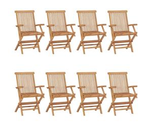 Garden chair set 8pc Teak wood foldable 55x60x89cm Sanded outdoor seats armrests