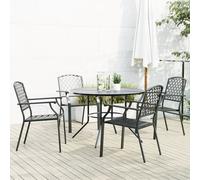 Garden Chair Set Anthracite Powder-Coated Steel 4pc Stackable Chairs 110x72.5cm