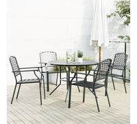 Garden Chair Set Anthracite Powder-Coated Steel 4pc Stackable Chairs 110x72.5cm